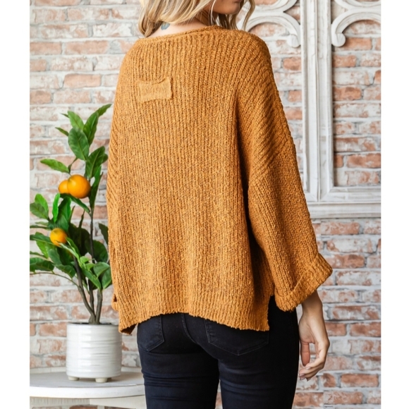 #46284 🛑S,M,L  Fabulous Boho Neck Slit Sweater Top - Picture 4 of 4